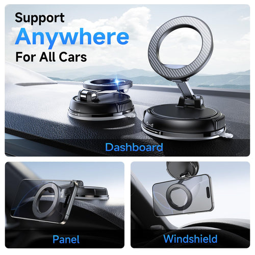 ANDERY Car Phone Holder for Magsafe [78+LBS Strongest Suction & 2400gf Strongest Magnetic] 360° Adjustable Car Phone Mount, Phone Holders for Your Car for iPhone 17-12 Pro Max Air Plus (Carbon Fiber)